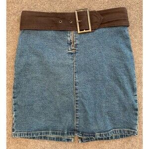 Jordache Skirt Girls 14 Mini Denim Attached Faux Suede Belt A-Line Stretch Jean
